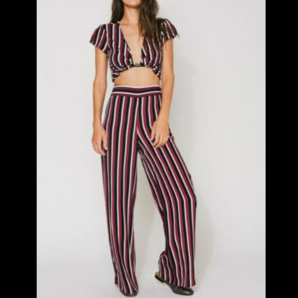 Flynn Skye Wine Striped Pants